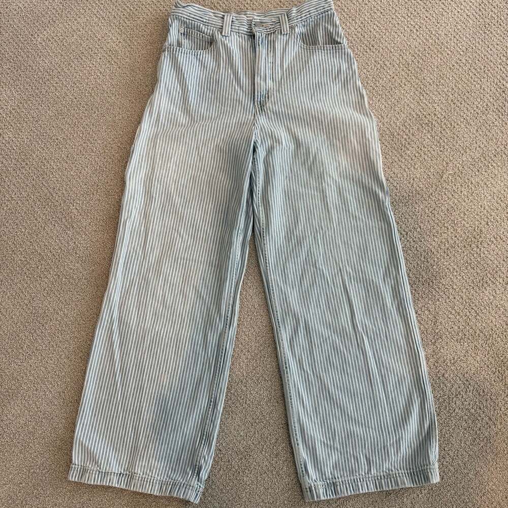 Levi's Cinch Baggy Railroad Striped Wide Leg Jeans size 28